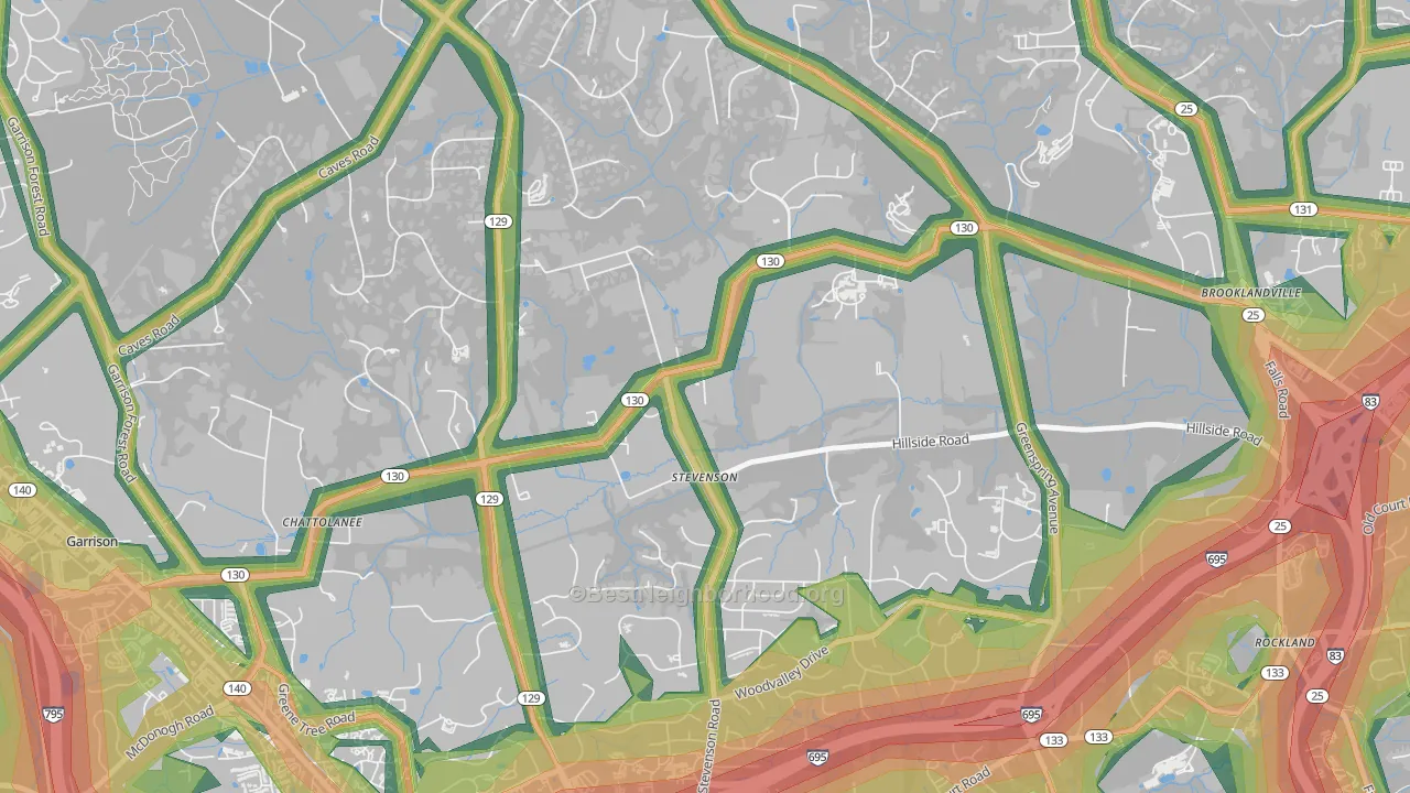 21153, MD Map of Noise Levels in 21153