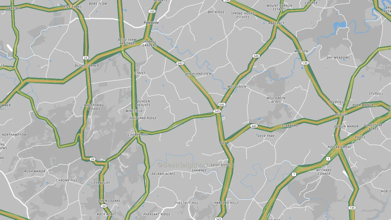 21154, MD Map of Noise Levels in 21154