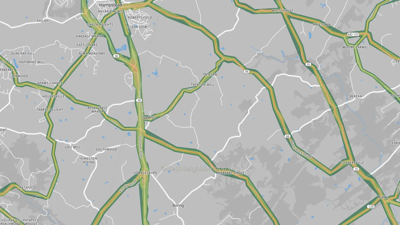21155, MD Map of Noise Levels in 21155