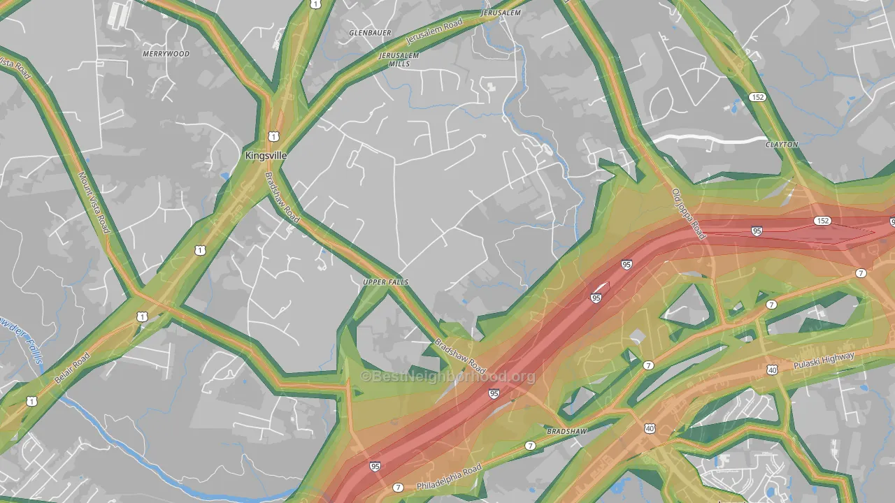 21156, MD Map of Noise Levels in 21156