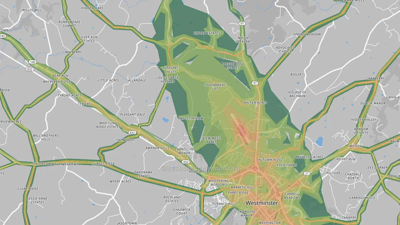 21158, MD Map of Noise Levels in 21158