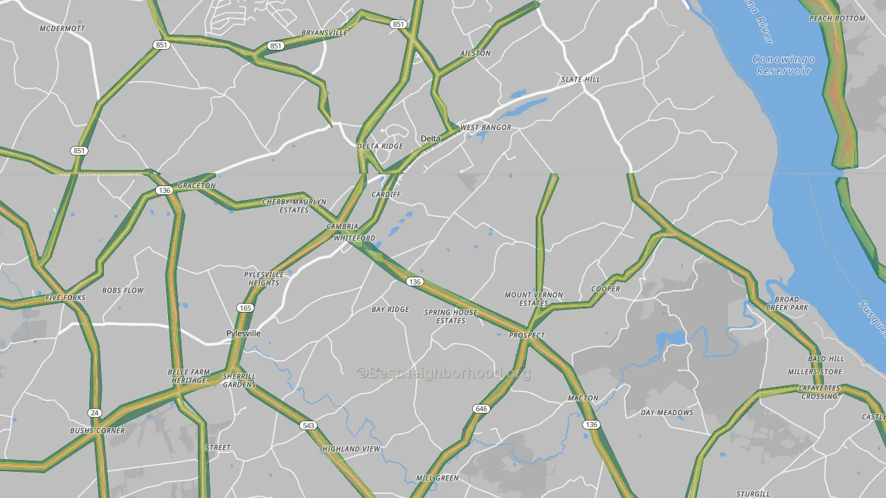 21160, MD Map of Noise Levels in 21160