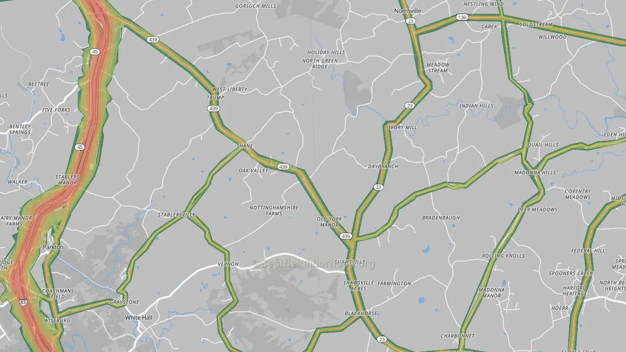 21161, MD Map of Noise Levels in 21161
