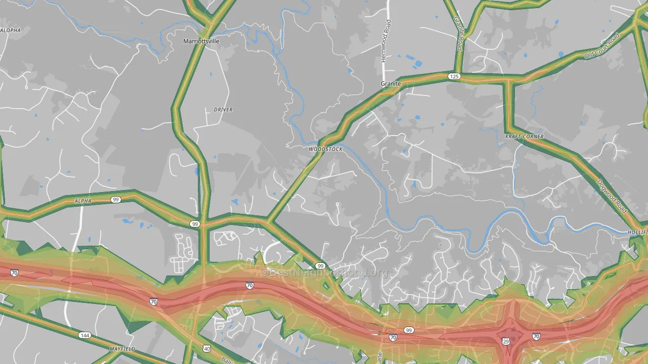21163, MD Map of Noise Levels in 21163