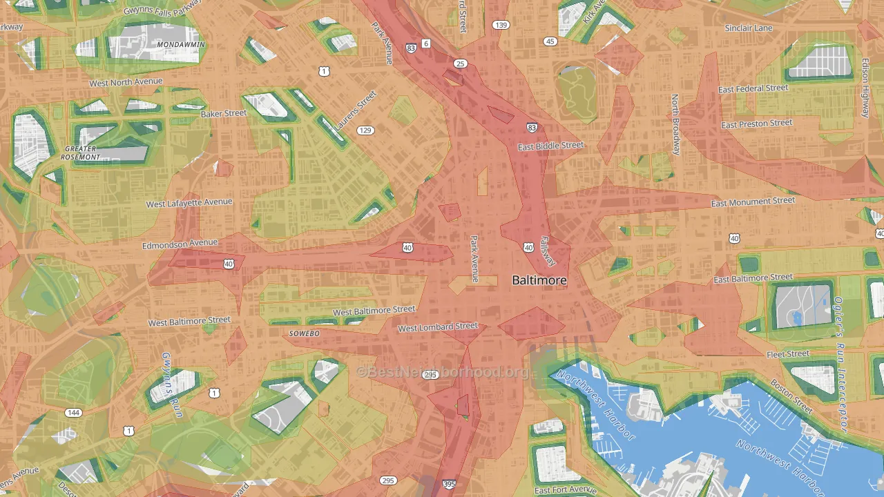 21201, MD Map of Noise Levels in 21201