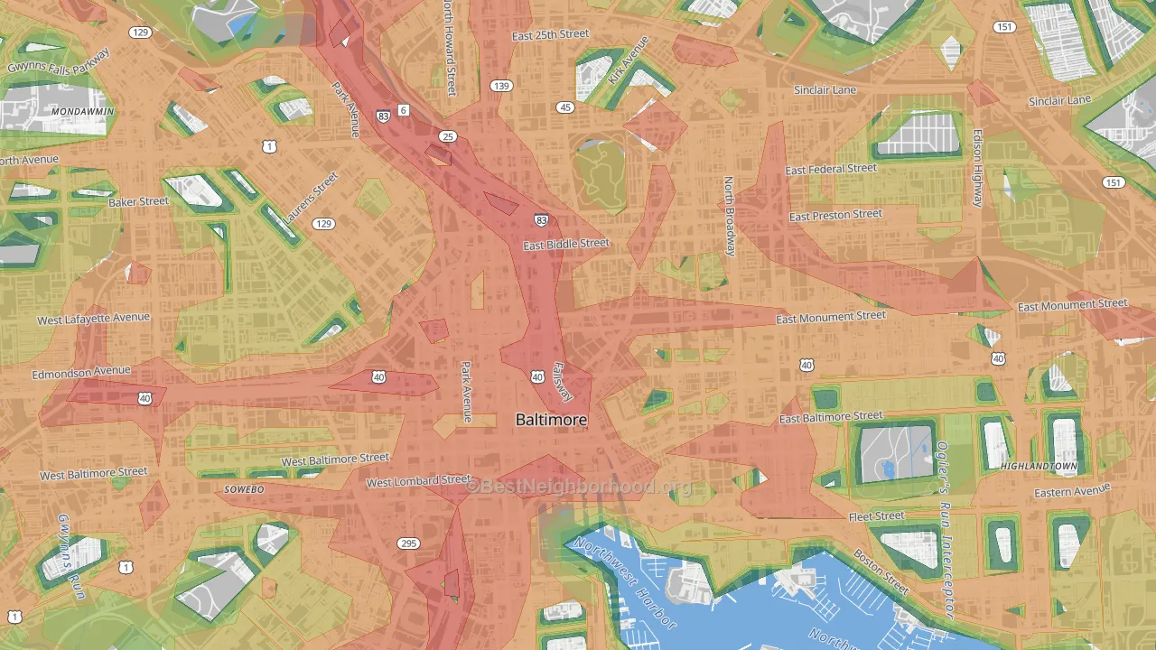 21202, MD Map of Noise Levels in 21202