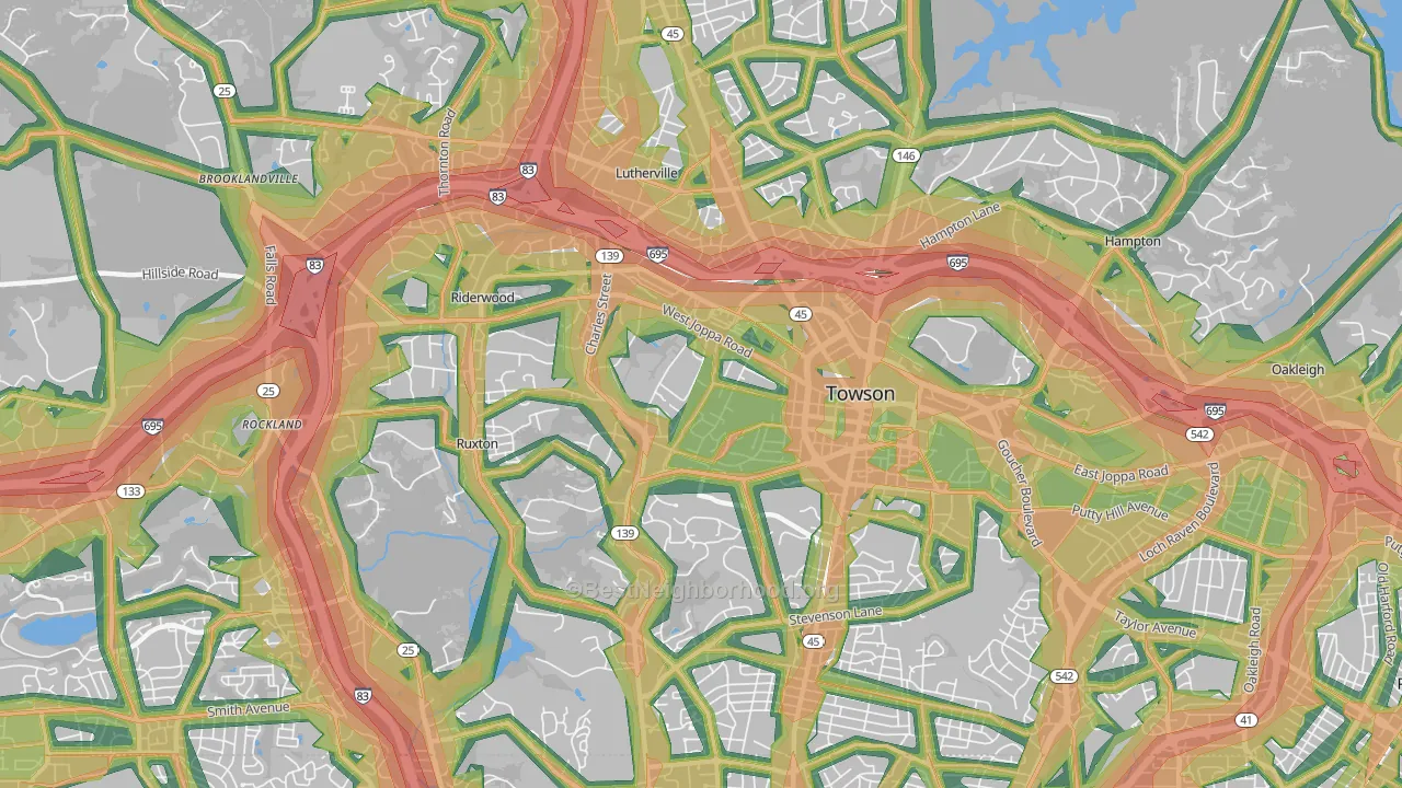 21204, MD Map of Noise Levels in 21204