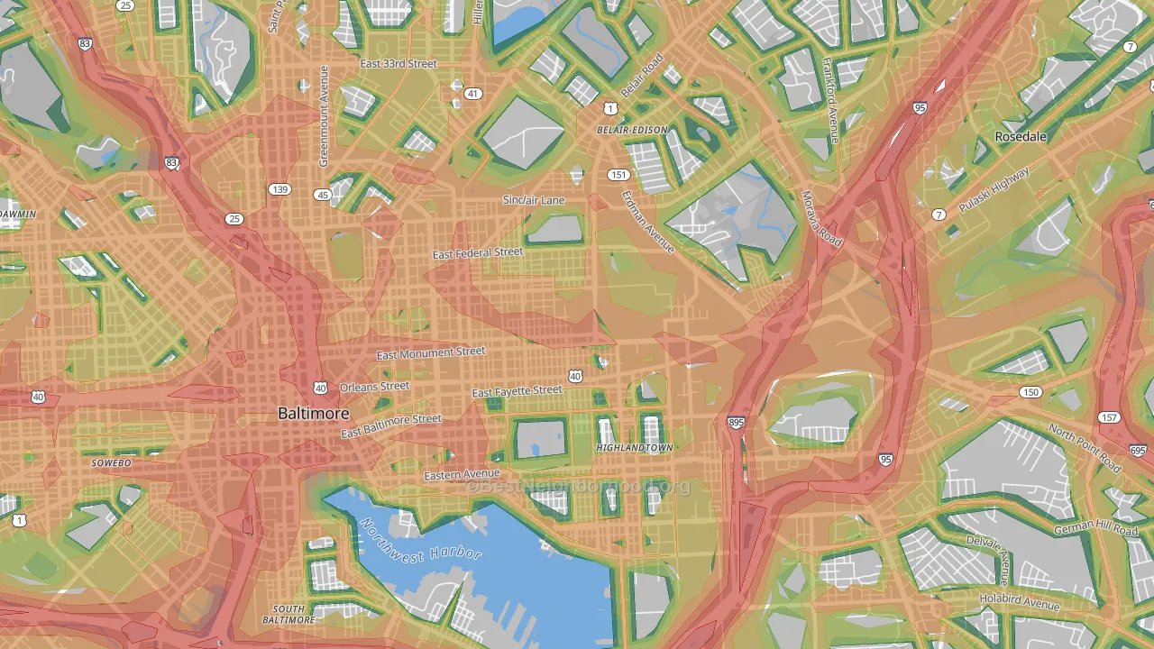21205, MD Map of Noise Levels in 21205