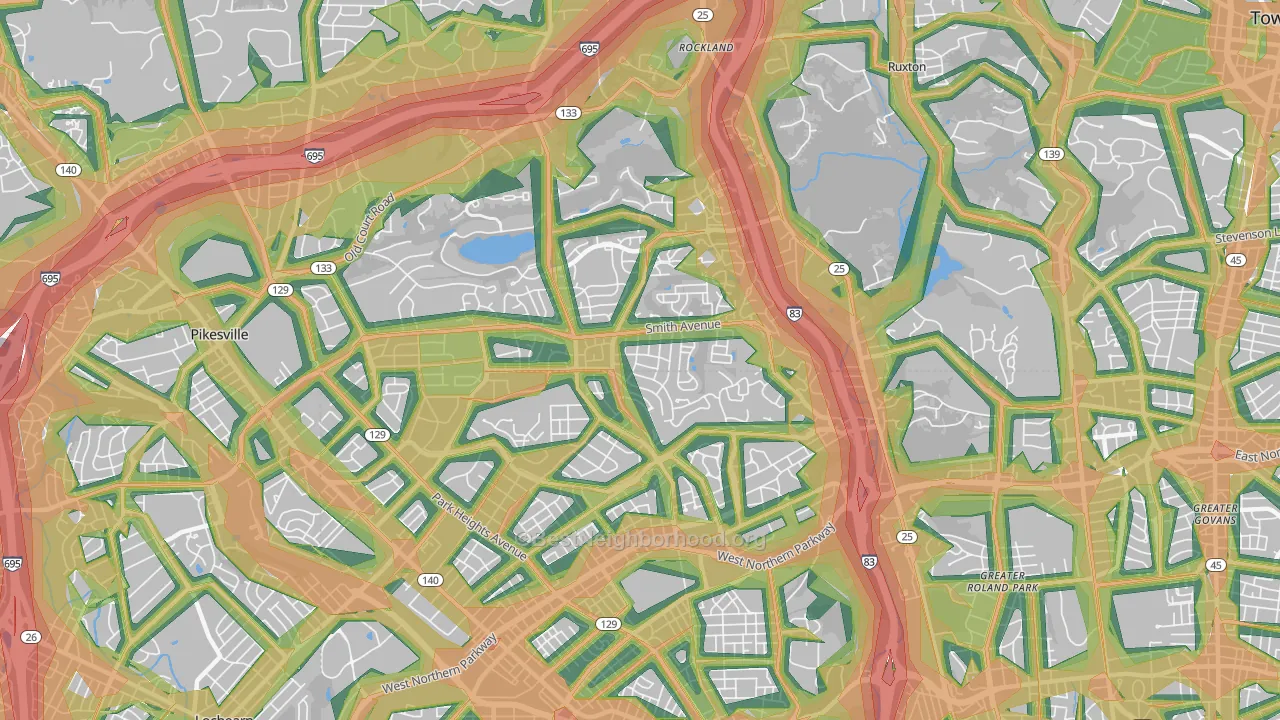 21209, MD Map of Noise Levels in 21209
