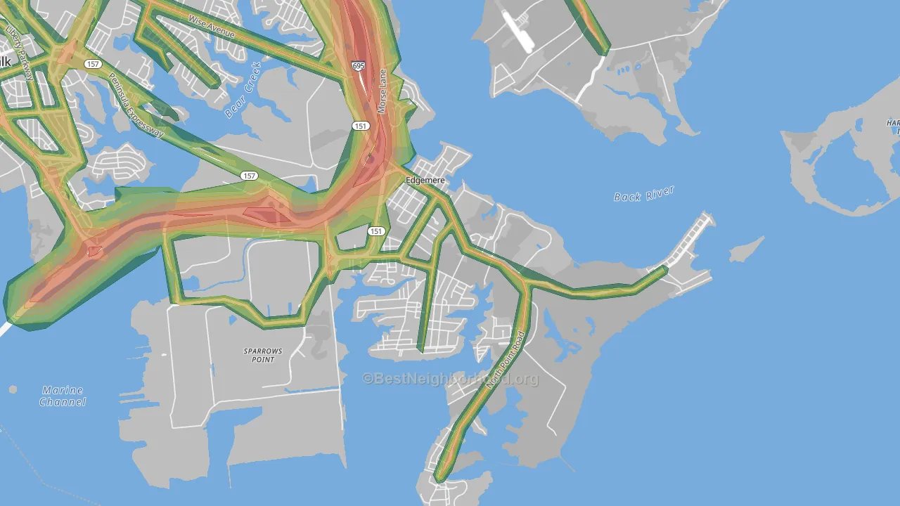 21219, MD Map of Noise Levels in 21219