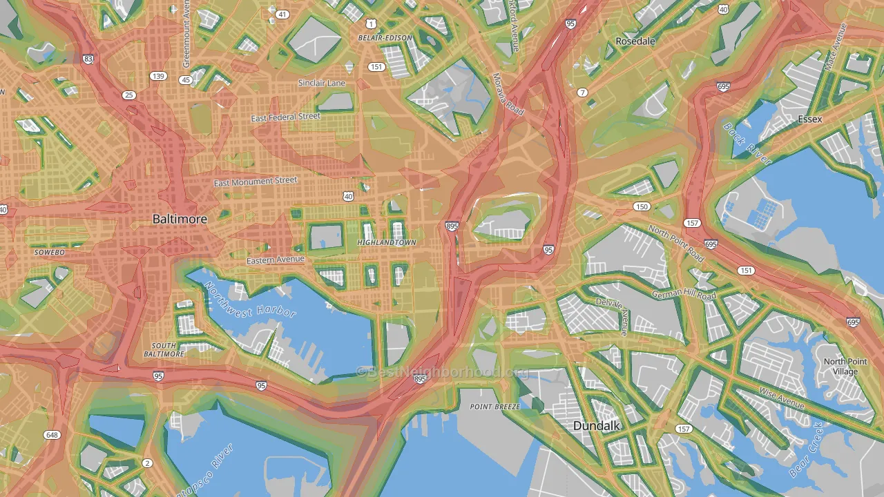 21224, MD Map of Noise Levels in 21224