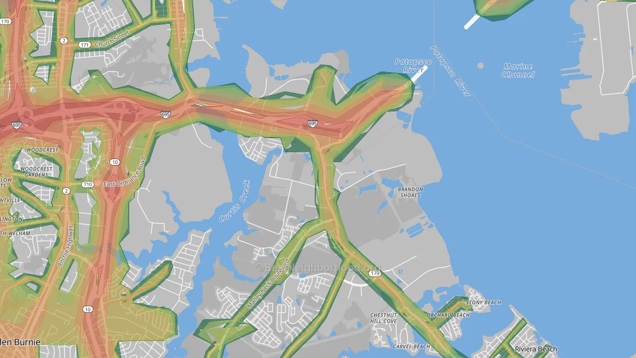 21226, MD Map of Noise Levels in 21226