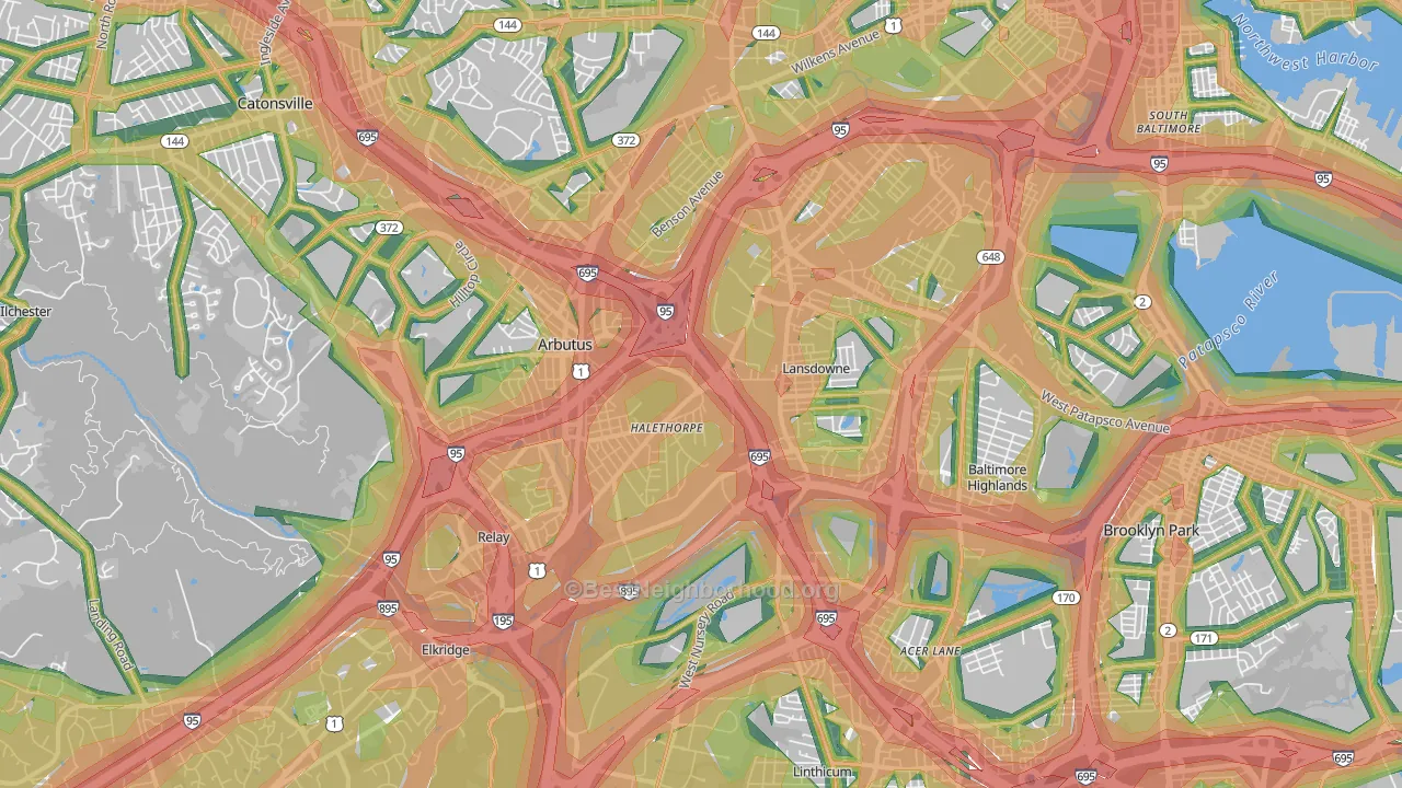 21227, MD Map of Noise Levels in 21227