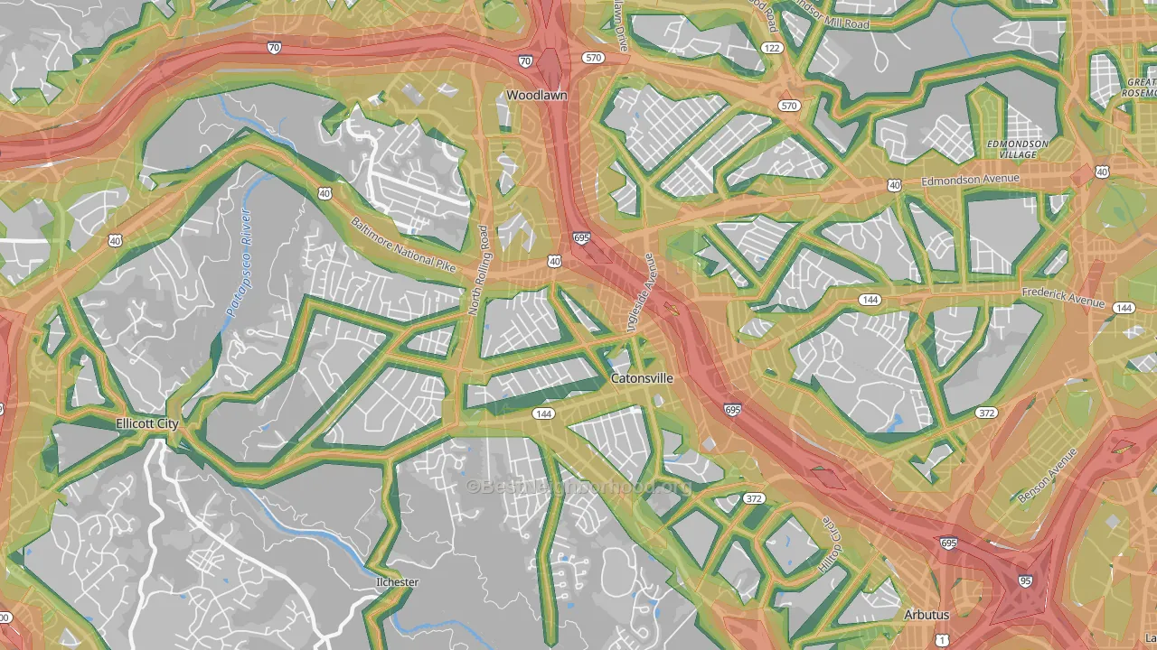 21228, MD Map of Noise Levels in 21228