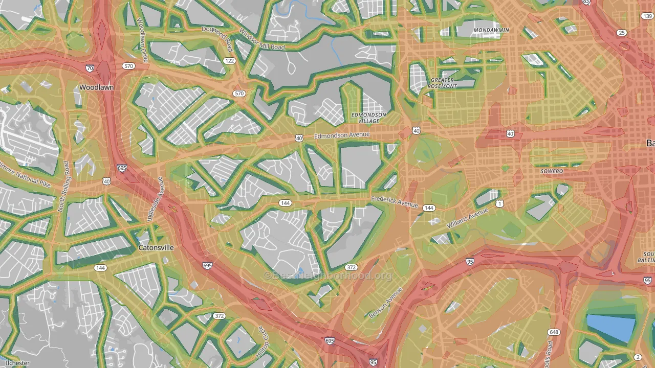 21229, MD Map of Noise Levels in 21229