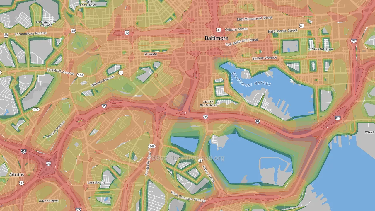 21230, MD Map of Noise Levels in 21230