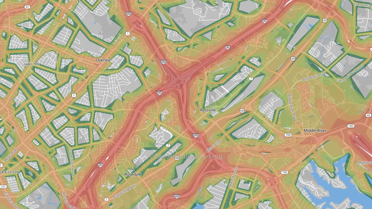 21237, MD Map of Noise Levels in 21237
