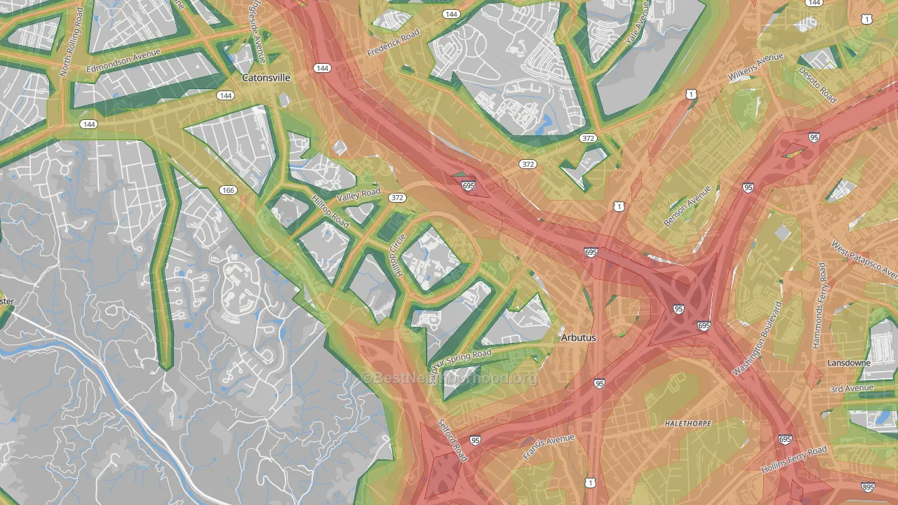 21250, MD Map of Noise Levels in 21250
