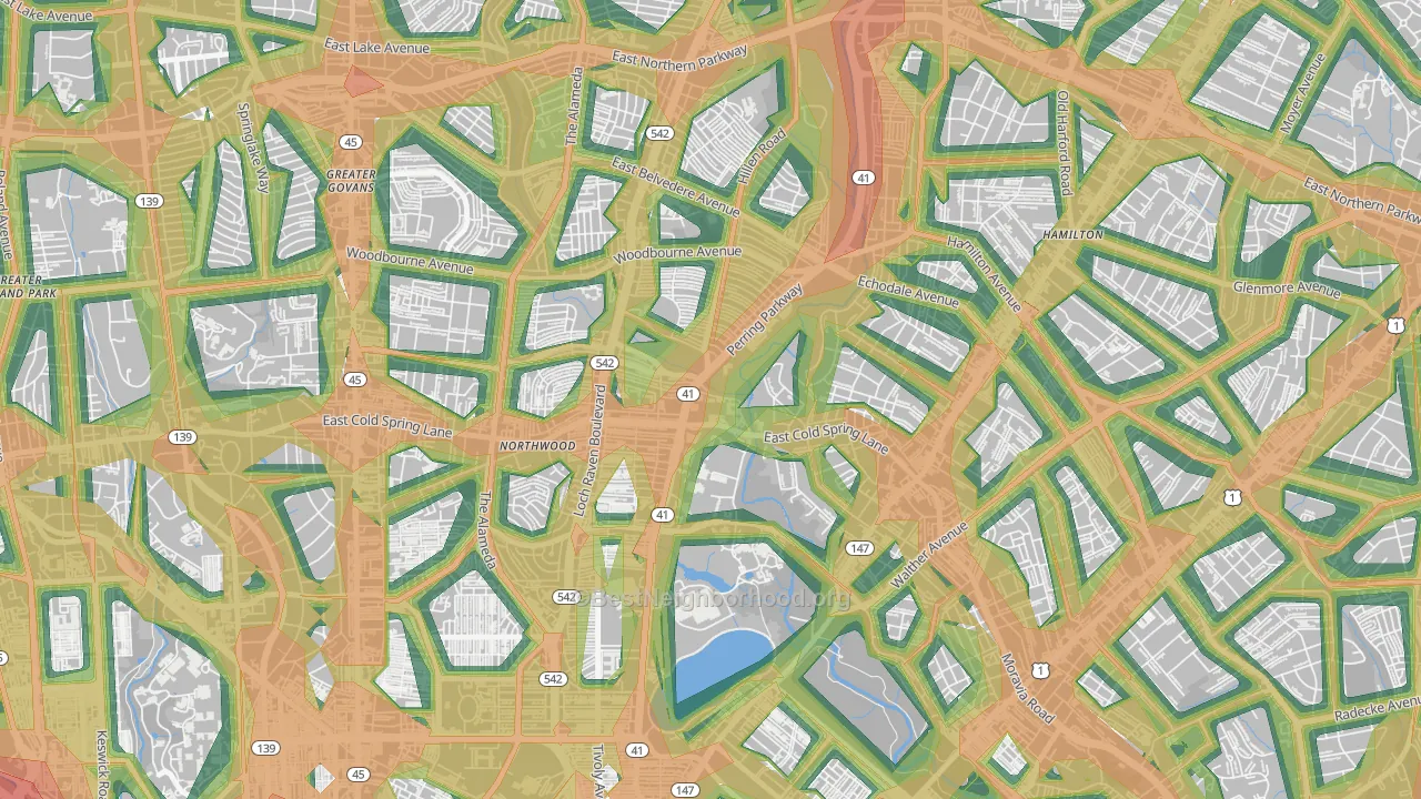 21251, MD Map of Noise Levels in 21251