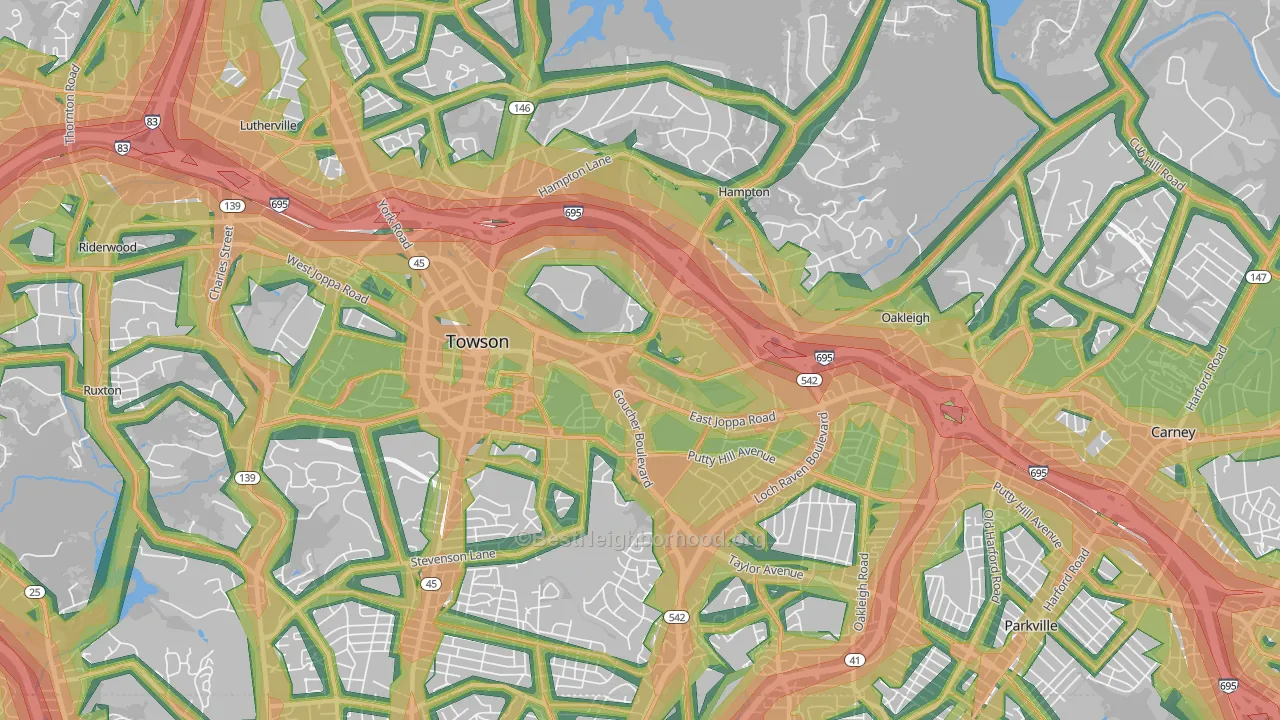 21286, MD Map of Noise Levels in 21286