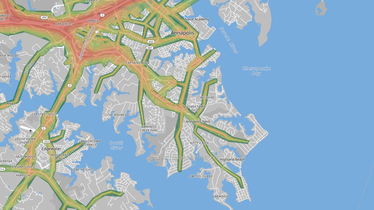 21403, MD Map of Noise Levels in 21403