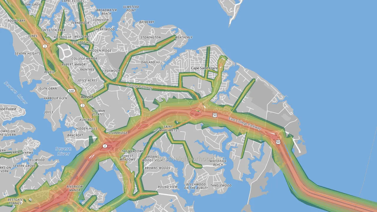 21409, MD Map of Noise Levels in 21409
