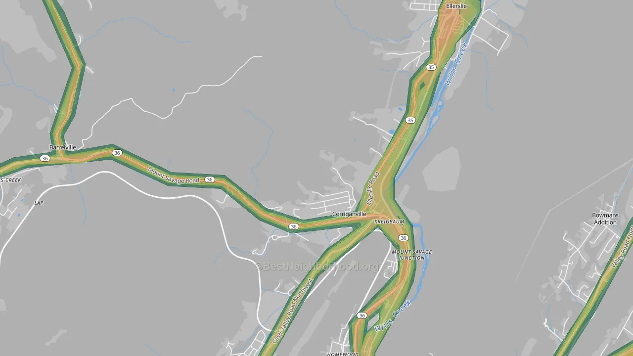 21524, MD Map of Noise Levels in 21524