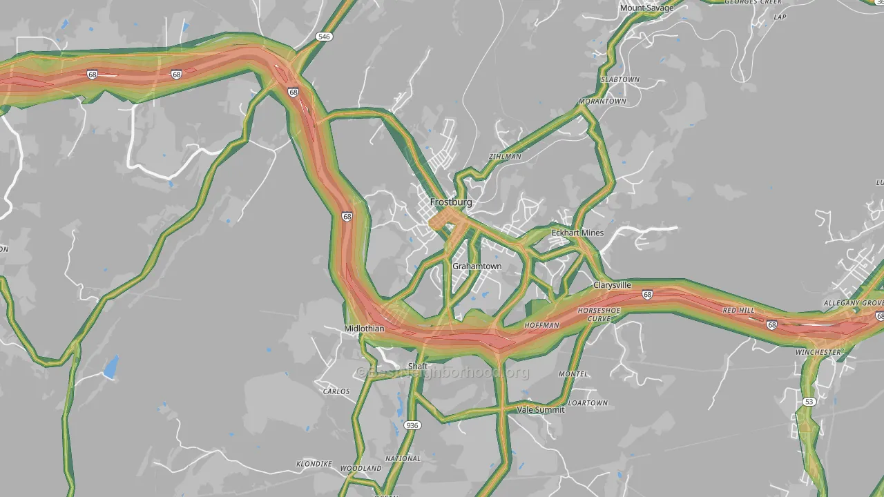21532, MD Map of Noise Levels in 21532