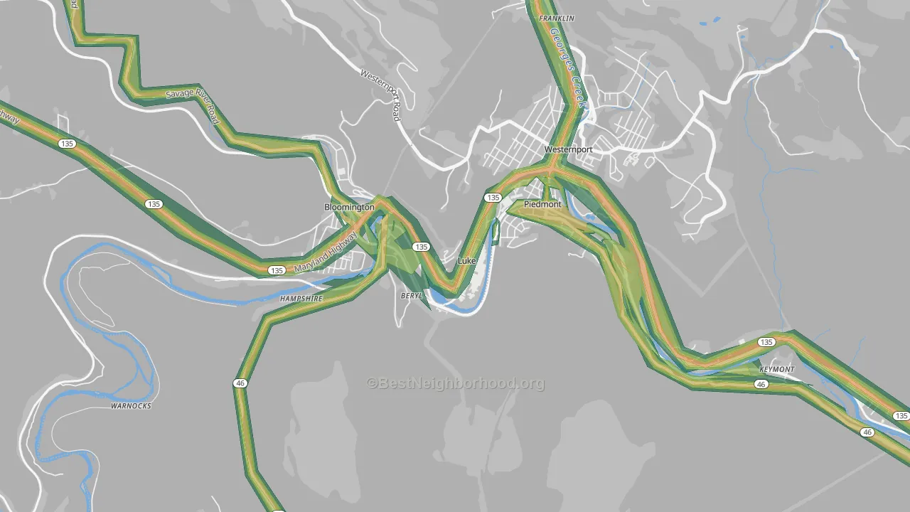 21540, MD Map of Noise Levels in 21540
