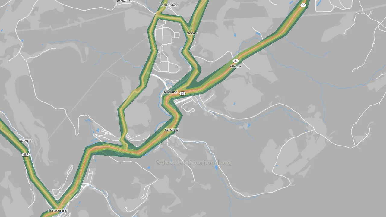 21542, MD Map of Noise Levels in 21542