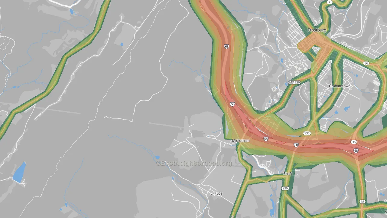 21543, MD Map of Noise Levels in 21543