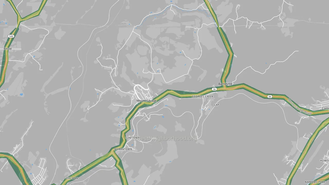 21545, MD Map of Noise Levels in 21545