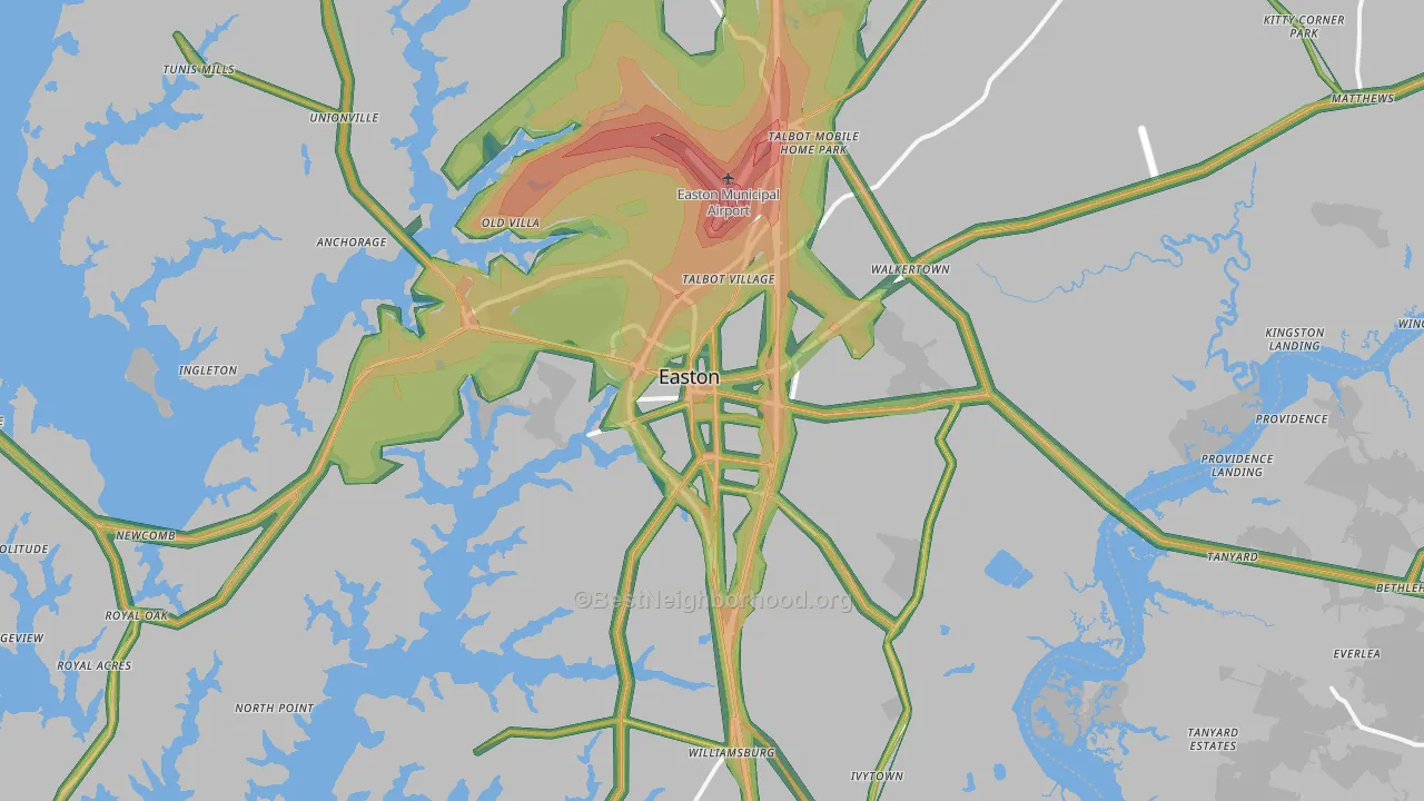 21601, MD Map of Noise Levels in 21601