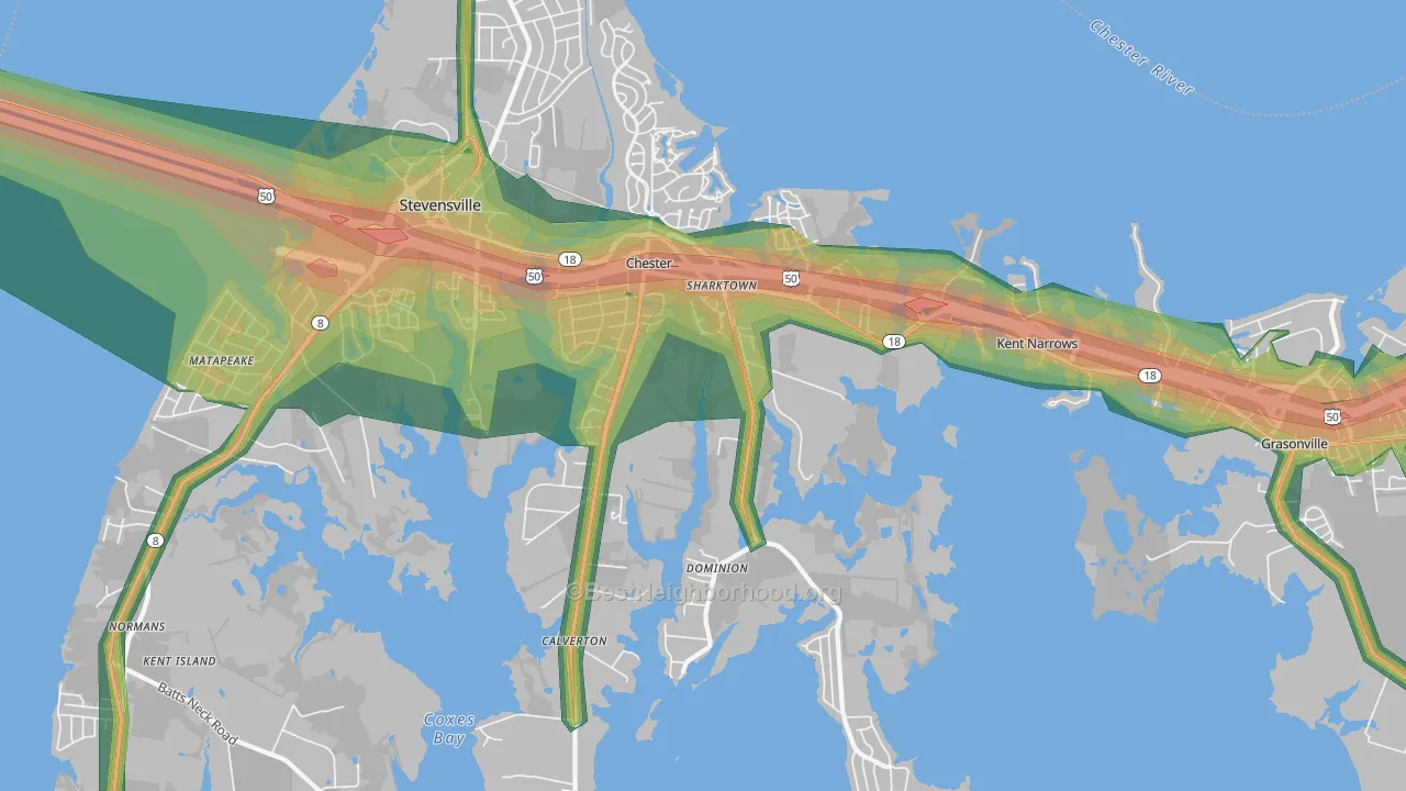 21619, MD Map of Noise Levels in 21619