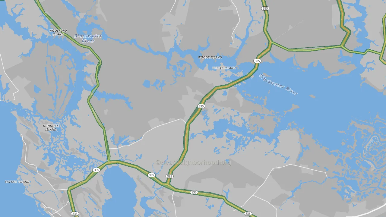 21622, MD Map of Noise Levels in 21622