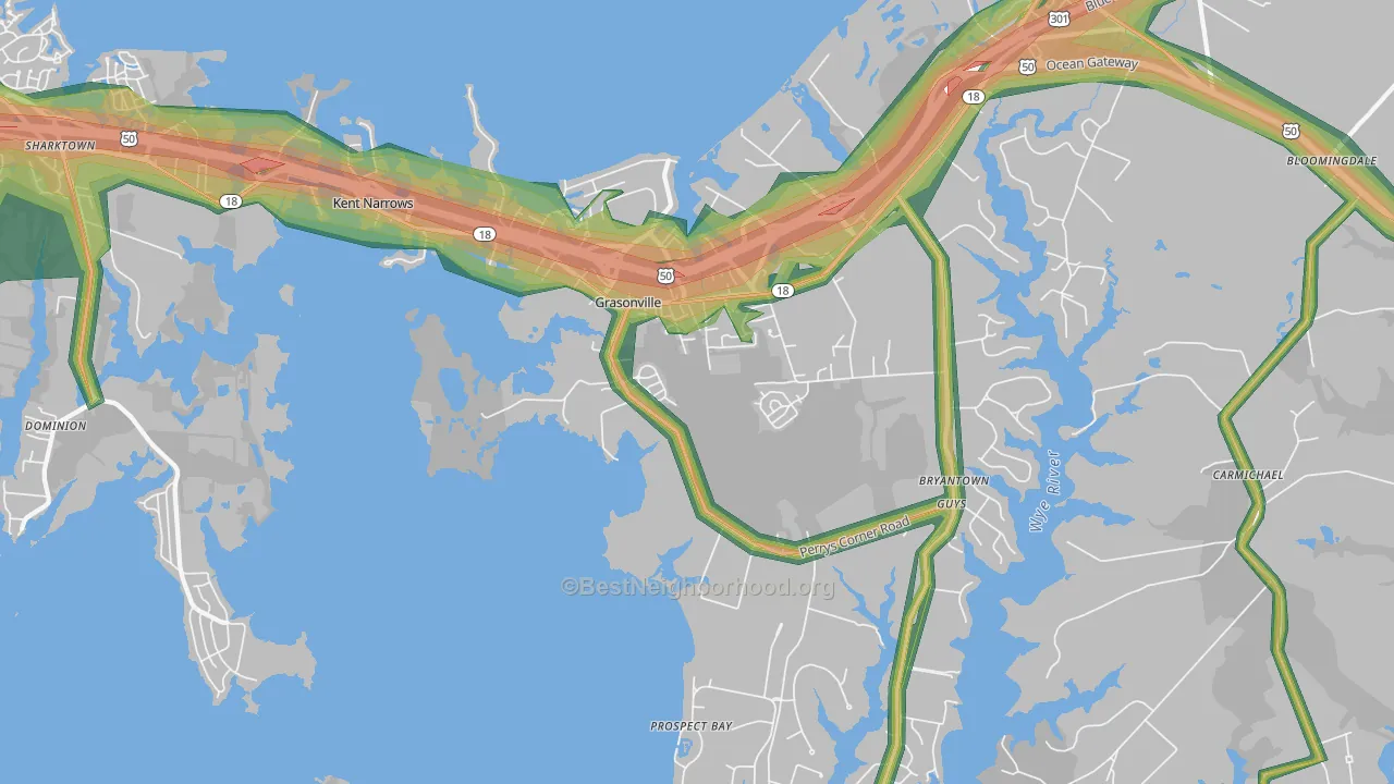 21638, MD Map of Noise Levels in 21638