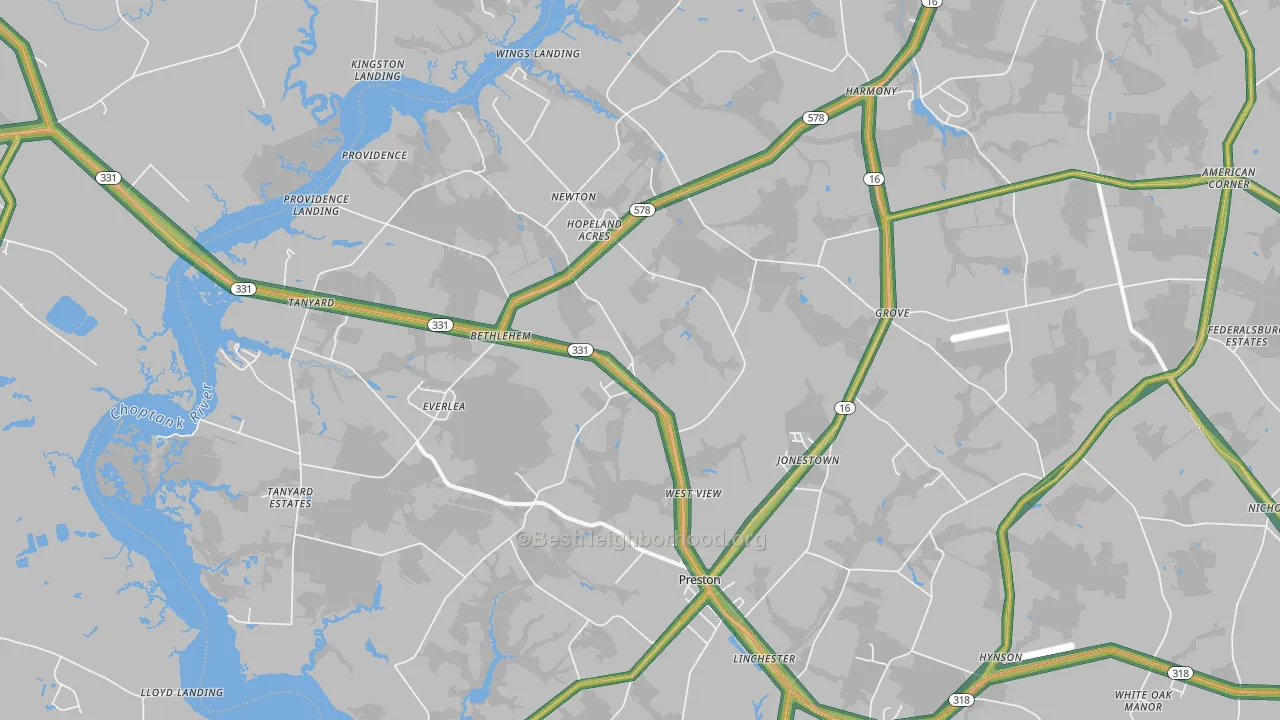 21655, MD Map of Noise Levels in 21655