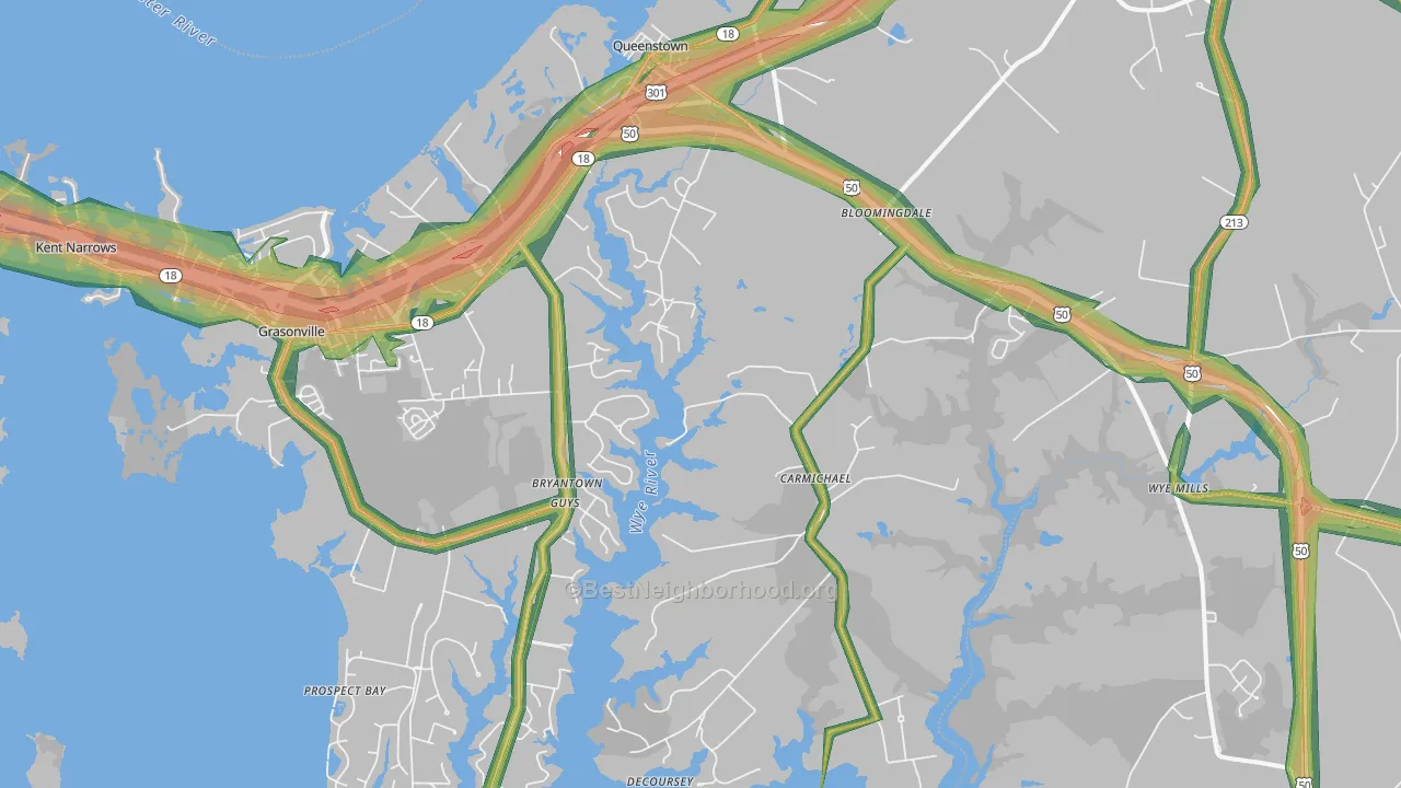 21658, MD Map of Noise Levels in 21658