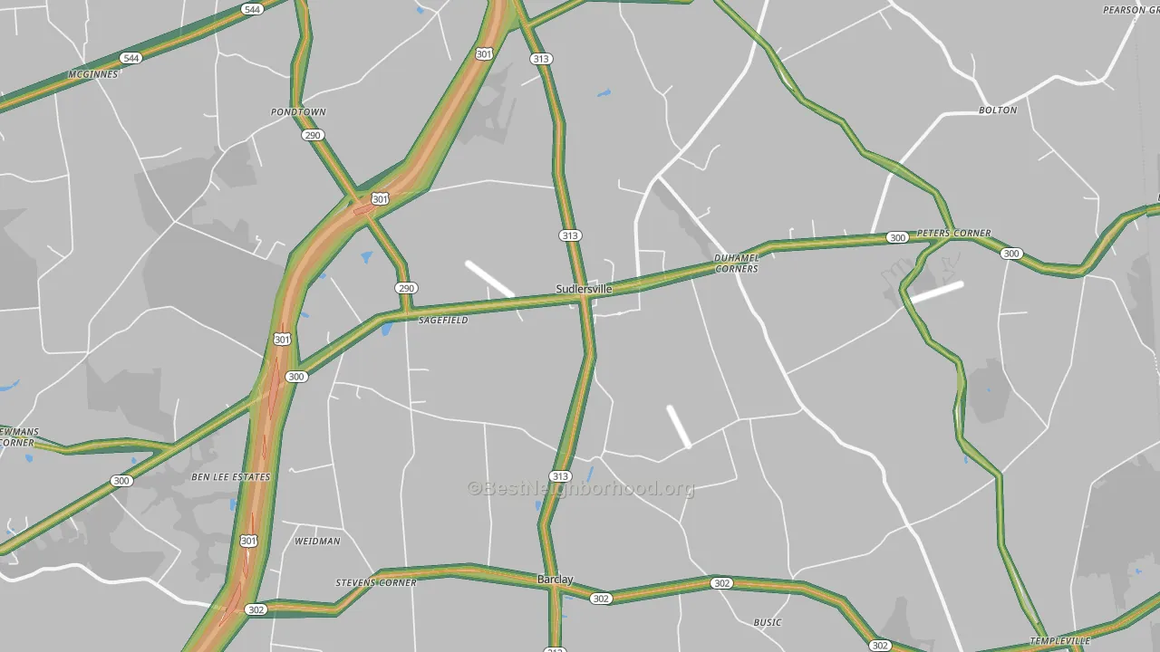 21668, MD Map of Noise Levels in 21668