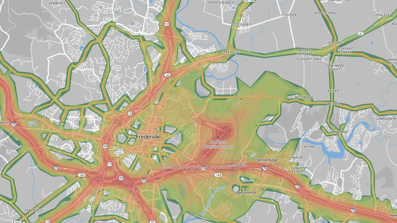 21701, MD Map of Noise Levels in 21701