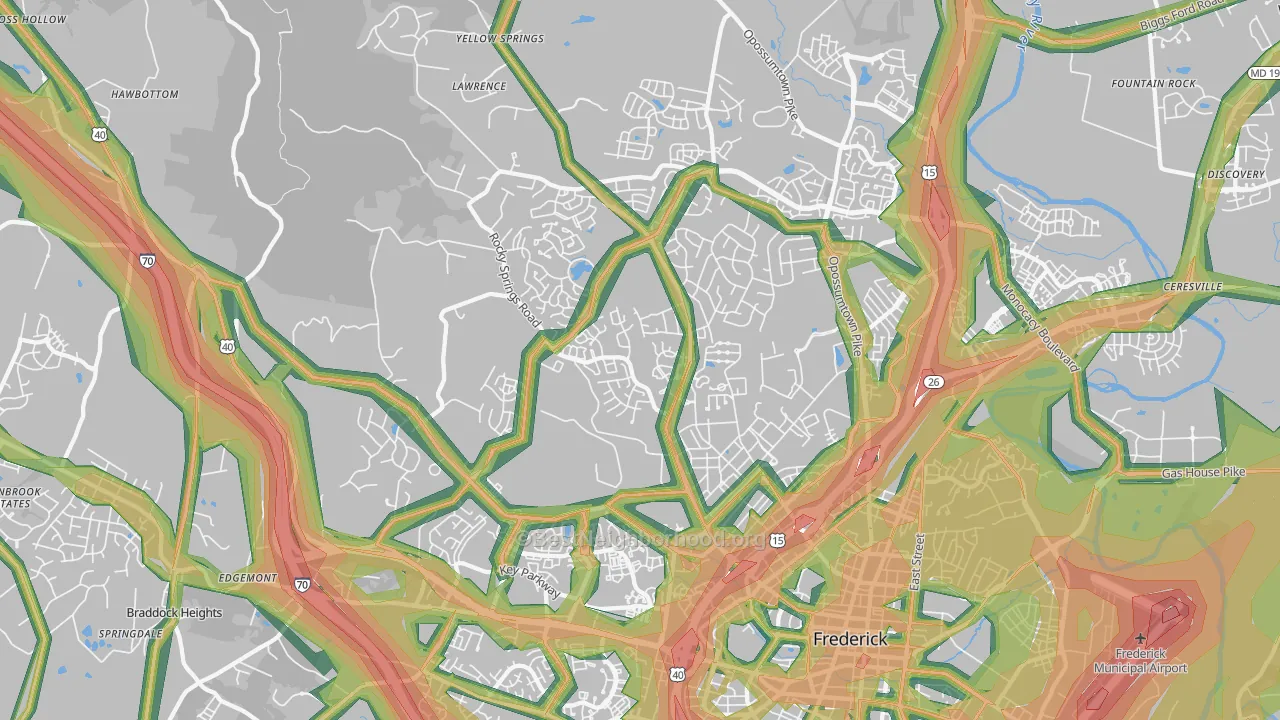 21702, MD Map of Noise Levels in 21702