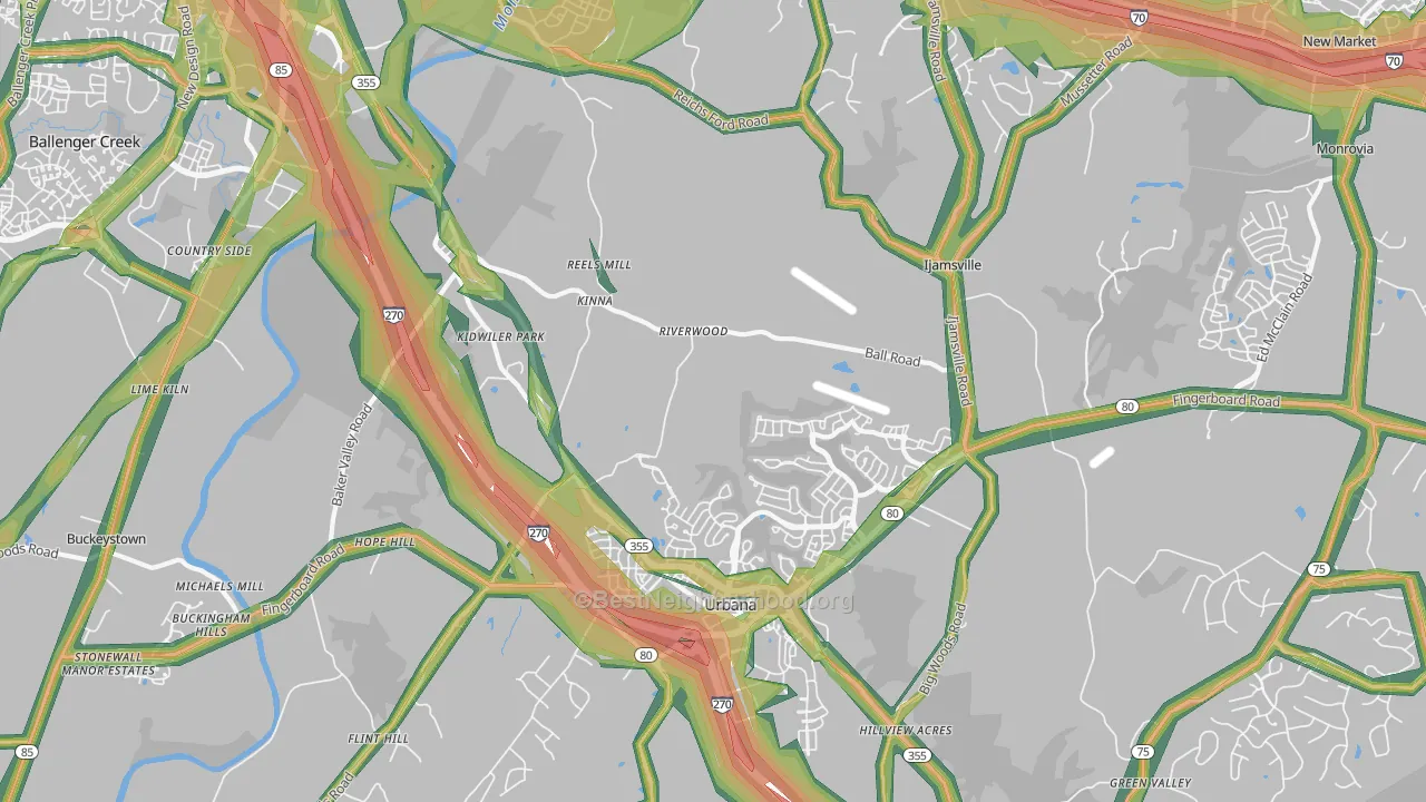 21704, MD Map of Noise Levels in 21704