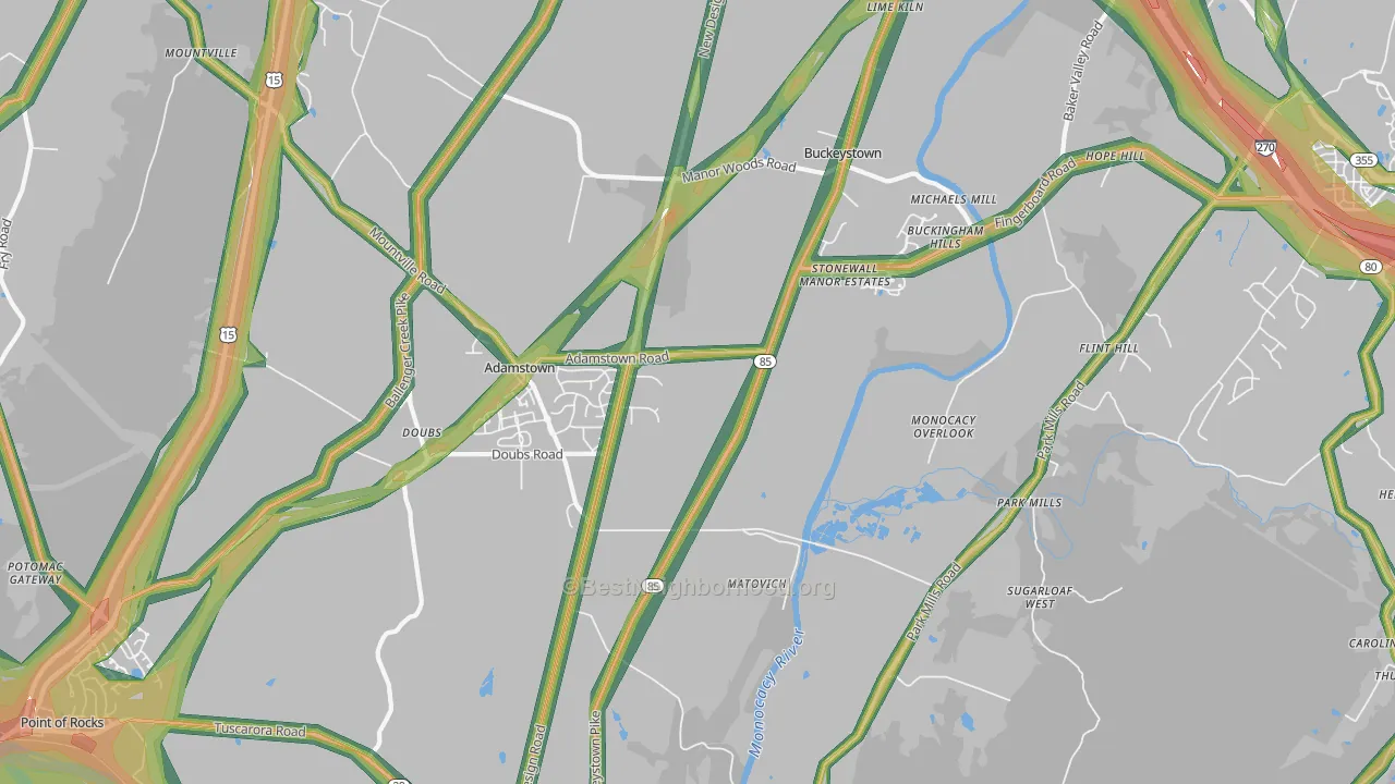 21710, MD Map of Noise Levels in 21710