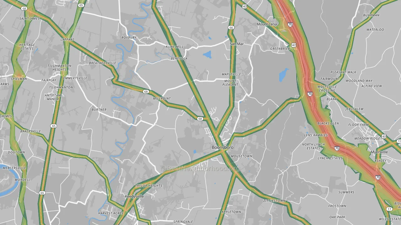 21713, MD Map of Noise Levels in 21713