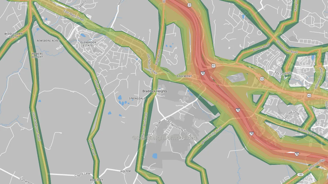 21714, MD Map of Noise Levels in 21714