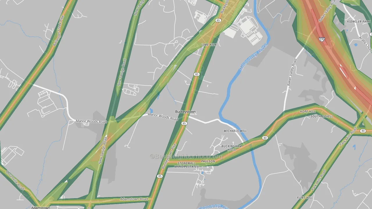 21717, MD Map of Noise Levels in 21717
