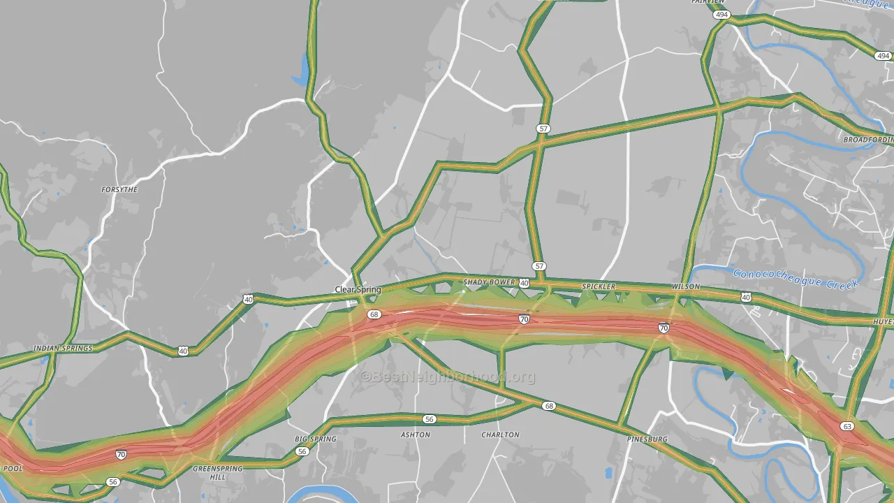 21722, MD Map of Noise Levels in 21722
