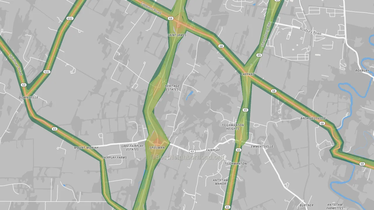 21733, MD Map of Noise Levels in 21733