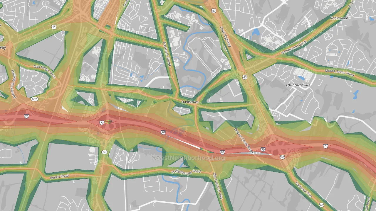 21734, MD Map of Noise Levels in 21734