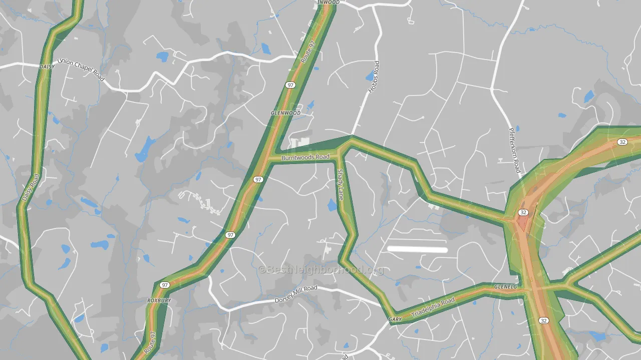 21738, MD Map of Noise Levels in 21738